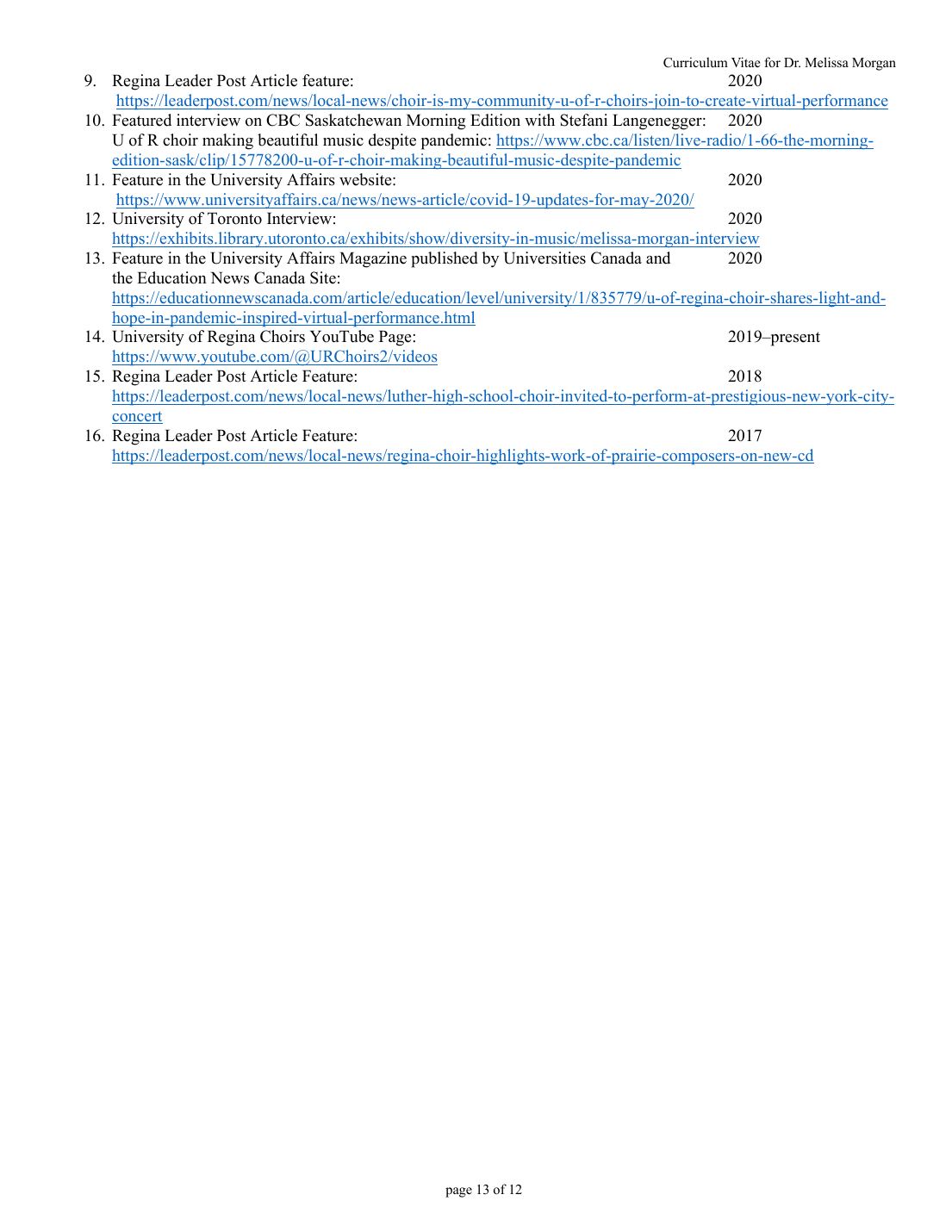 Curriculum vitae — June 2026 — page 13 of 13