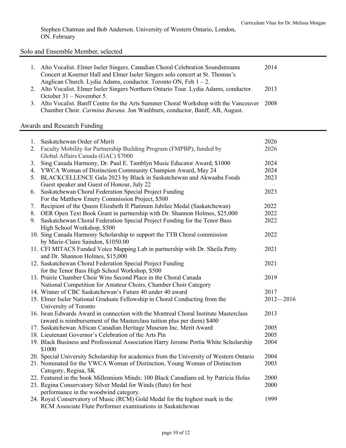 Curriculum vitae — June 2026 — page 10 of 13