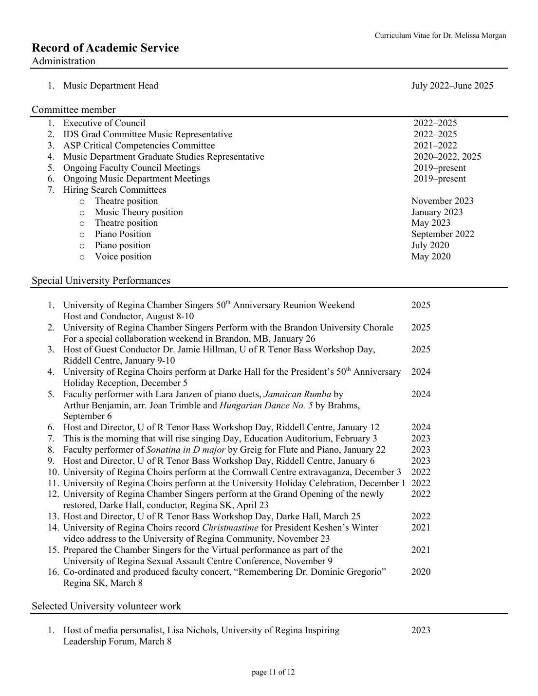 Curriculum vitae — June 2026 — page 11 of 13